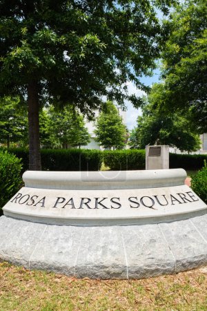 Photo for Macon, Georgia USA - June 16, 2023: Commemorative park square to the American civil rights activist in the historic downtown district - Royalty Free Image