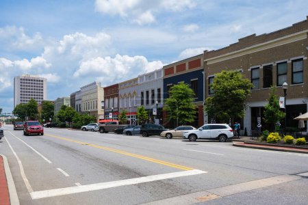 Photo for Macon, Georgia USA - June 16, 2023: Cityscape scene with vintage architecture in the historic downtown district - Royalty Free Image