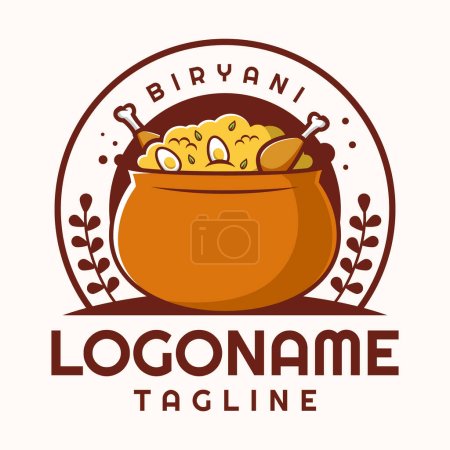 Téléchargez les illustrations : Biryani logo template, suitable for restaurant, food truck and cafe - en licence libre de droit