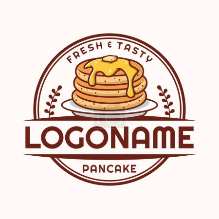 Téléchargez les illustrations : Pancake logo template, suitable for restaurant, food truck and cafe - en licence libre de droit