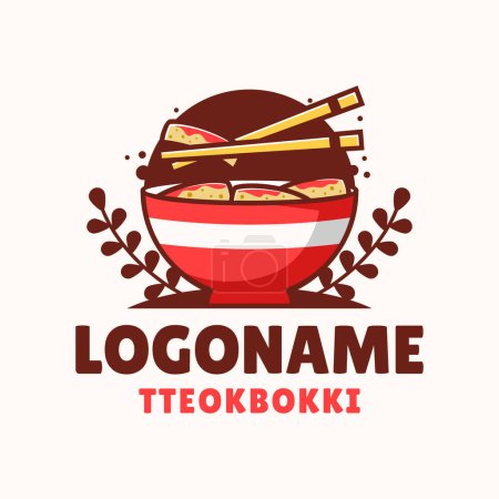 Tteokbokki logo template, suitable for restaurant, cafe, and shop
