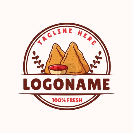 Hand drawn samosa logo template, Suitable for restaurant and shop