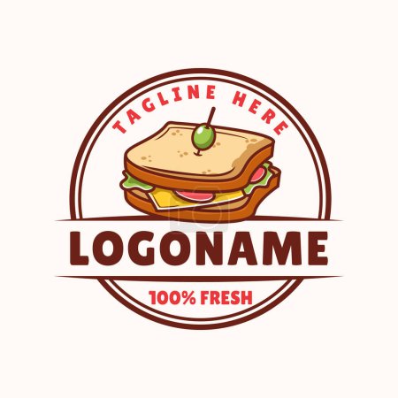 Téléchargez les illustrations : Modèle de logo Sandwich, adapté pour le restaurant et le café - en licence libre de droit