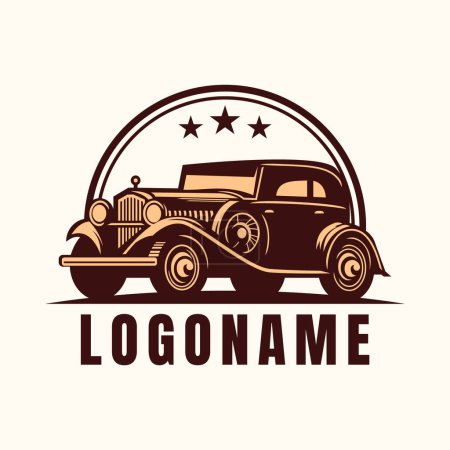 Ilustración de Plantilla de logotipo de coche vintage, ilustración de vector de coche retro - Imagen libre de derechos