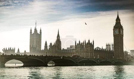 Photo for London Westminster Bridge and Big Ben. Old photo style. - Royalty Free Image