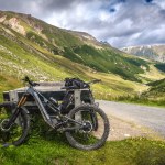 Mountain biking trip. Ebike MTB trip. Alps mountains.