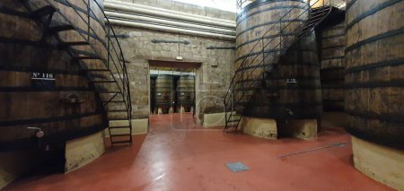 Photo for Haro, La Rioja, Spain, April 27, 2023: Captivating Views of the Rioja Wine Cellar Interior - Royalty Free Image