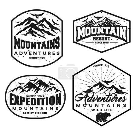 Ilustración de Conjunto de logotipo de montaña de etiqueta creativa retro - Imagen libre de derechos