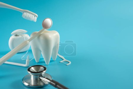 Foto de Concepto dental equipo saludable herramientas cuidado dental Banner profesional - Imagen libre de derechos