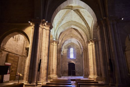 Photo for Aguilar de Campoo (Palencia). Monastery of Santa Maria la Real. It is a former abbey built between the 12th and 13th centuries in a transitional style from Romanesque to Gothic - Royalty Free Image