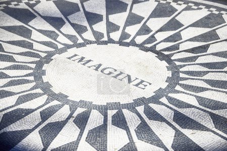 Photo for New York (United States), March 25, 2024. Imagine. There is a place in Central Park called Strawberry Fields, where there is a mosaic named after the Beatles song. - Royalty Free Image