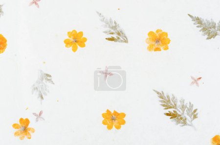 Photo for Handmade recycled flower and leaf paper or Mulberry paper texture as background. - Royalty Free Image