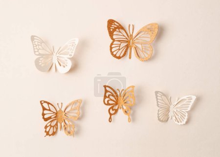 Photo for Butterfly paper on nude background. - Royalty Free Image
