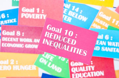 Foto de Goal 10 : Reduced inequalities The SDGs 17 development goals environment. Environment Development concepts. - Imagen libre de derechos