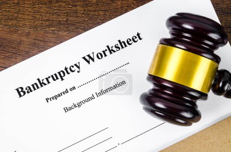 Photo for Bankruptcy document with wooden gavel, Buseniss concept. - Royalty Free Image