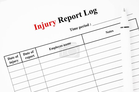 Photo for Blank Workplace Injury Report Log with pen. - Royalty Free Image