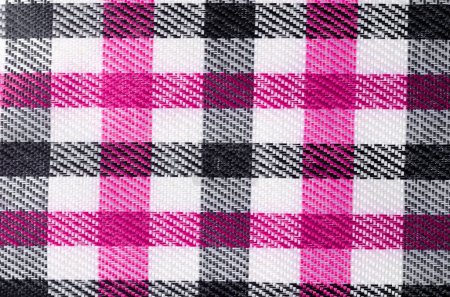 Textura de tela de patrón de Gingham de color rosa y negro como fondo