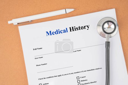 Photo for Medical History form and stethoscope medical with pen - Royalty Free Image