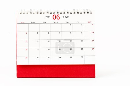 June 2023 Monthly desk calendar for 2023 year isolated on white background.