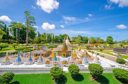 PATTAYA, THAILAND - Mini Siam in Pattaya, Thailand, 3 June, 2017  Mini Siam miniature park - replica part of the Historical Park of Ayutthaya or Wat Phra Srisunpetch.