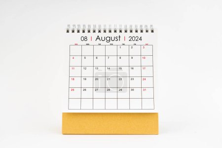 Photo for 2024 August monthly desk calendar isolated on white background. - Royalty Free Image