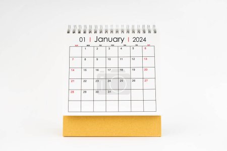 Photo for 2024 January monthly desk calendar isolated on white background. - Royalty Free Image