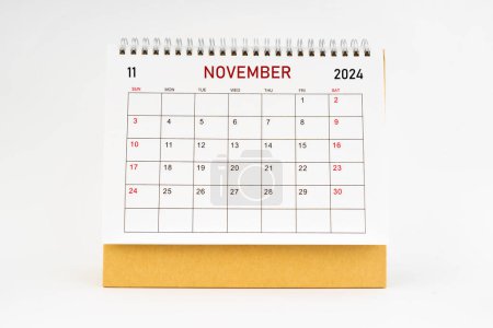 November 2024 desktop calendar isolated on white background, Planing or appointment concept.