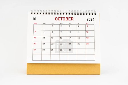 October 2024 desktop calendar isolated on white background, Planing or appointment concept.