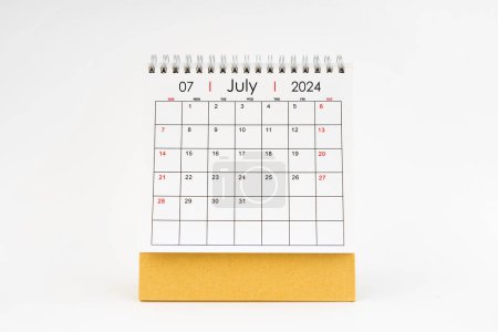 Photo for 2024 July monthly desk calendar isolated on white background. - Royalty Free Image