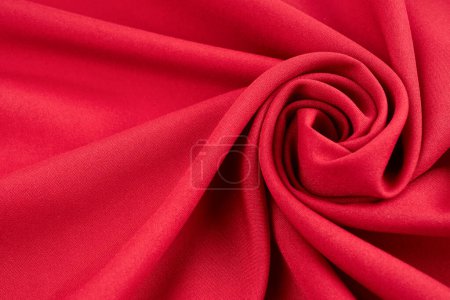 Red Fabric Background Texture Silk Linen Cloth Satin Luxury Abstract Background.