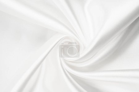 Photo for White luxurious silk, wavy fabric texture as background. - Royalty Free Image