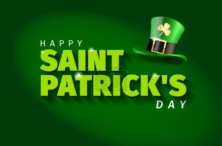 Green background with green hat and lettering St. Patricks Day - vector illustration
