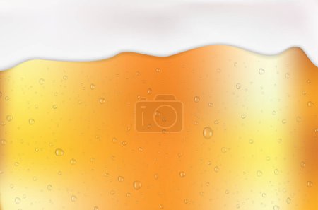 Detail of dewy glass with foam and beer - vector illustration