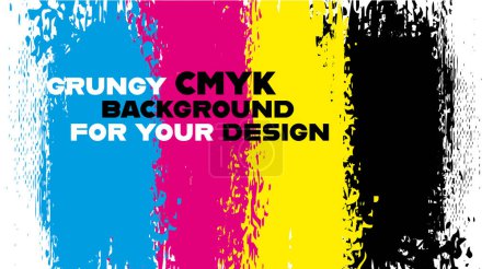 Illustration for CMYK colors grungy stripes abstract background for your design - print concept. Vector illustration. - Royalty Free Image