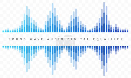 Sound wave audio digital abstract equalizer in shades of blue color - vector illustration