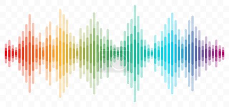 Abstrakter Schallwellen-Equalizer in lebendigen Farben, der Audio- und Musikvisualisierung veranschaulicht - Vektorillustration