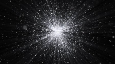 Foto de Explosión de partículas de polvo, efecto de rayos de luz
. - Imagen libre de derechos