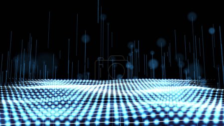 Foto de Dark blue and glow particle abstract background light ray beam effect - Imagen libre de derechos
