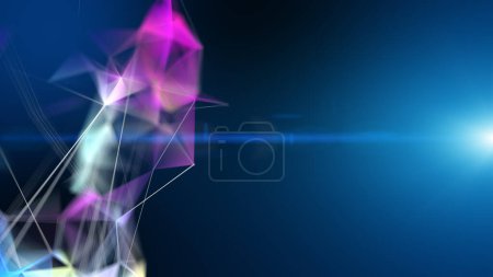 Foto de White pink purple digital plexus background. From a tangle of lines, points, and triangles. Concept of engineering, digital and scientific ways to visualize big data.3d rendering - Imagen libre de derechos