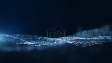 Foto de Dark blue and glow particle abstract background. 3D renderin - Imagen libre de derechos