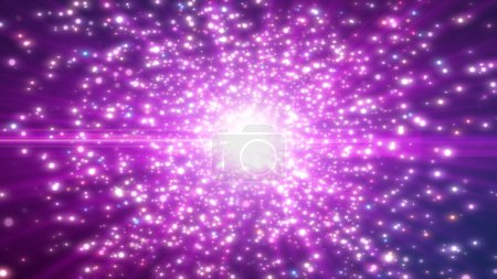 Foto de Colourful particle explosion, light beam effect. - Imagen libre de derechos