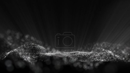 Foto de Black and white glow dust particle abstract background, Light ray shine beam effect - Imagen libre de derechos