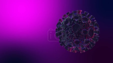 Foto de Cell virus in dark pink blue background. 3D rendering. - Imagen libre de derechos