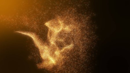 Foto de Orange gold  glow dust particles flowing. - Imagen libre de derechos
