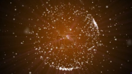 Foto de Fondo marrón navideño con forma circular formada por pequeñas partículas de estrellas de copos de nieve. Efecto rayo luz
. - Imagen libre de derechos