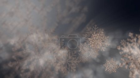 Foto de Snowflakes fall to the ground. - Imagen libre de derechos