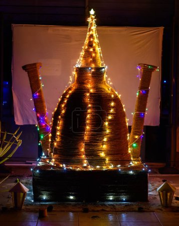 Vesak lantern made in style of a stupa, Sri lankan vesak festival celebrations.
