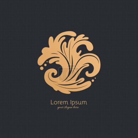 Illustration for Circle luxury vintage logo template design. Vector emblem in trendy style. - Royalty Free Image
