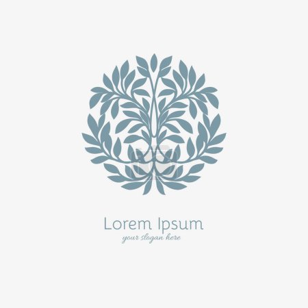 Ilustración de Circle luxury vintage grow tree logo template design. Vector emblem nature for your company or business. - Imagen libre de derechos