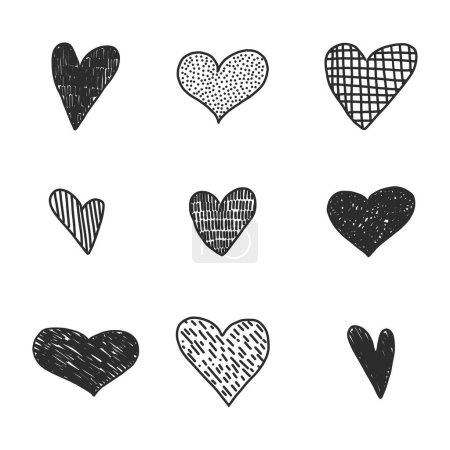 Illustration for Set line illustration for hearts. Simple drawing vector illustrations. - Royalty Free Image